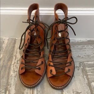 Jeffrey Campbell Brown Leather Minimal Lace Up